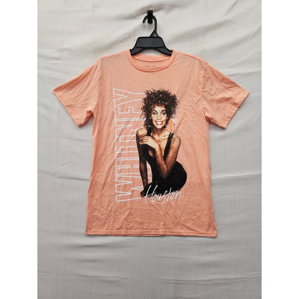 Goodie Two Sleeves Womens Whitney Houston T-Shirt Pink Cotton Blend Size Small